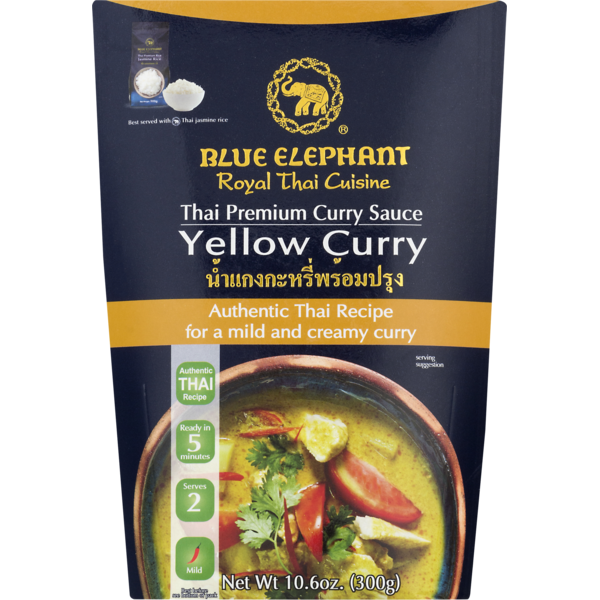 Spices & Seasonings Blue Elephant Royal Thai Cuisine Yellow Curry Sauce, Thai Premium, Mild hero