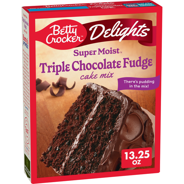 Doughs, Gelatins & Bake Mixes Betty Crocker Delights Super Moist Triple Chocolate Fudge Cake Mix hero