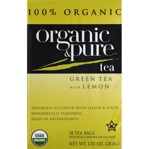 Tea Pure Organic Green Tea, with Lemon, Bags hero