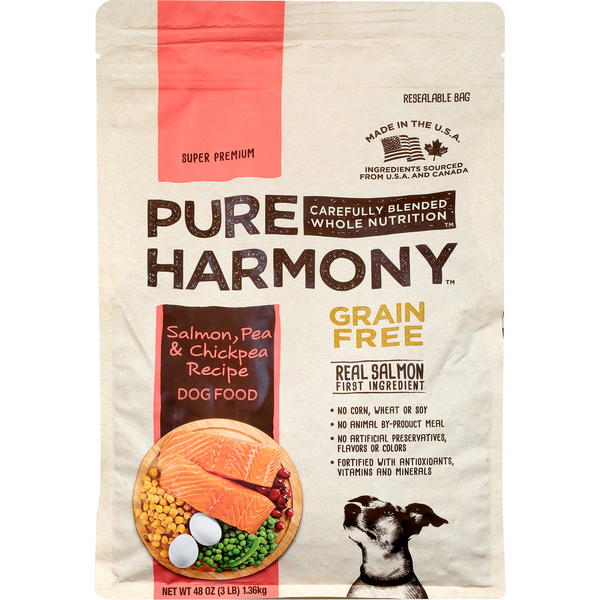 Dog Food & Care Pure Harmony Dog Food, Grain Free, Super Premium, Salmon, Pea & Chickpea Recipe hero