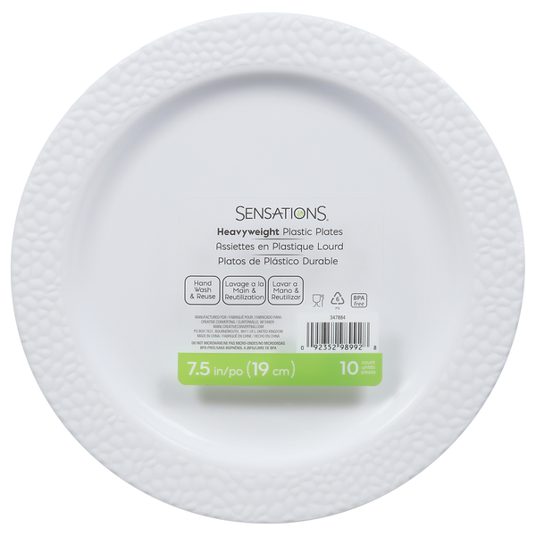 Plates, Bowls, Cups & Cutlery Sensations Plastic Plates, Heavyweight, 7.5 Inch hero