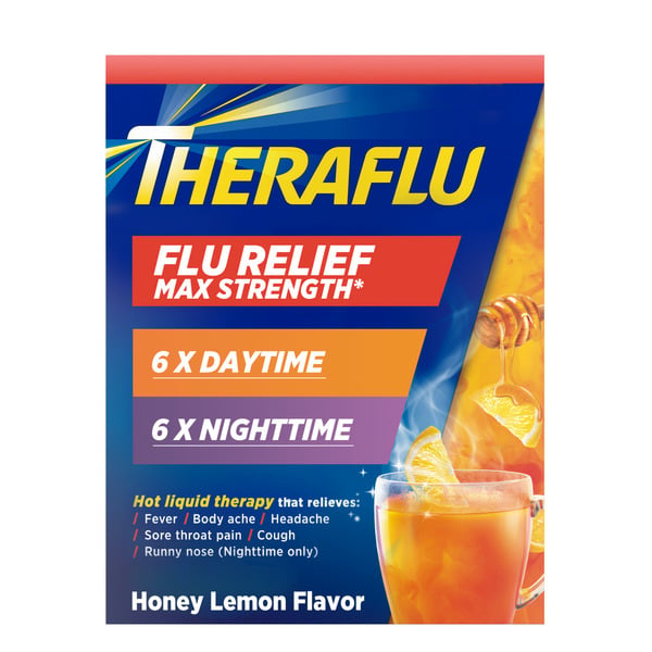 Cold, Flu & Allergy Theraflu Multi Sympton & Nighttime Severe Cold+Cough Tea Variety Pack hero