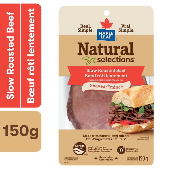 Packaged Meat Maple Leaf Natural Selections Shaved Roast Beef Deli Meat hero