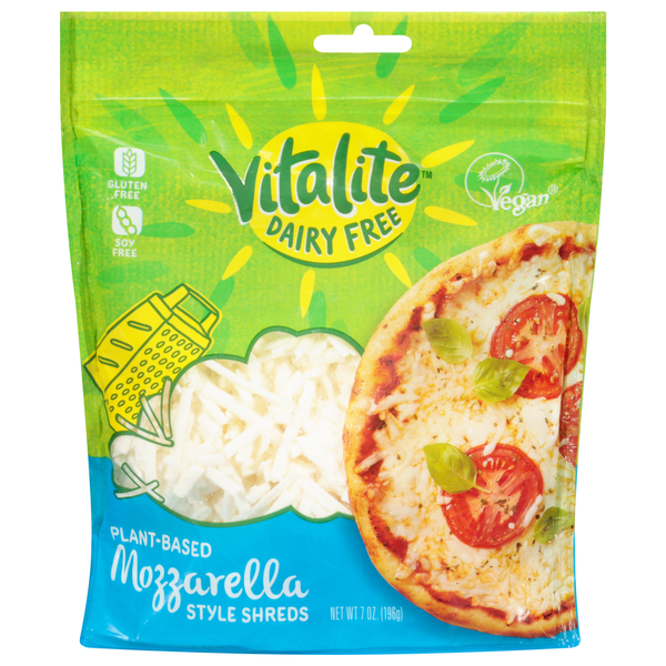 Packaged Cheese Vitalite Cheese Shreds, Plant-Based, Mozzarella hero