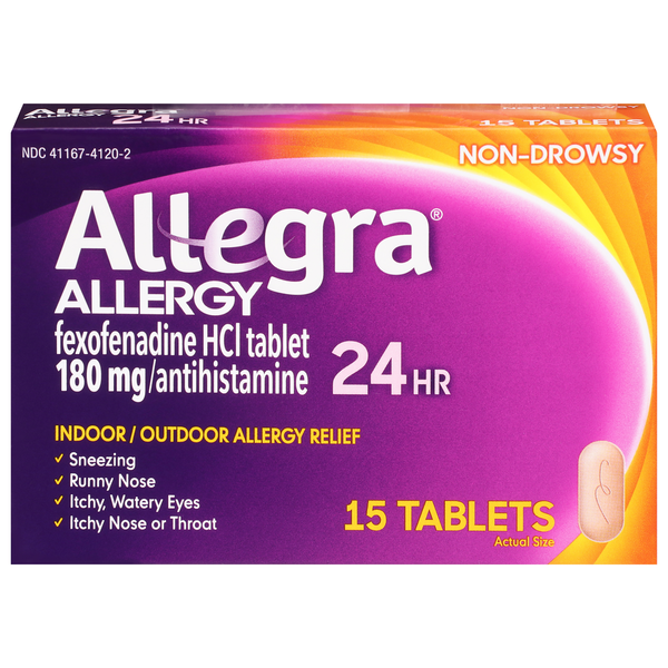 Cold, Flu & Allergy Allegra Indoor/Outdoor Allergy Relief, Non-Drowsy, 24 Hour, Tablets hero