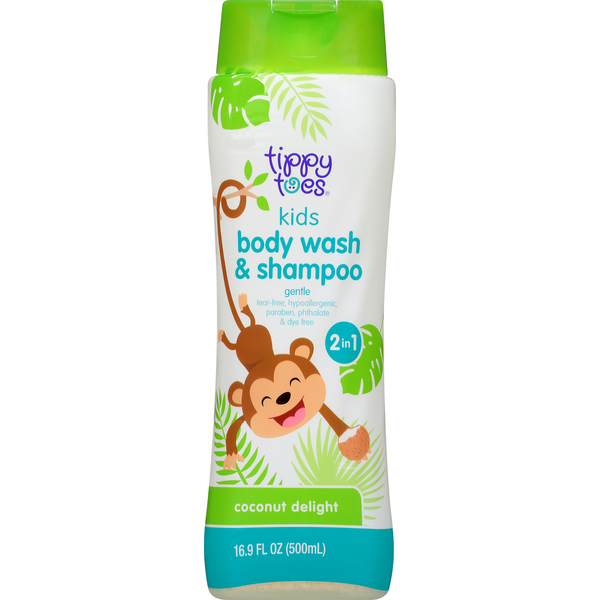 Hair Care Tippy Toes Body Wash & Shampoo, Coconut Delight, 2 in 1, Kids hero