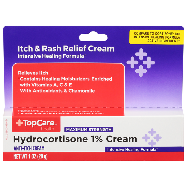 First Aid TopCare Hydrocortisone 1% Cream, Maximum Strength hero