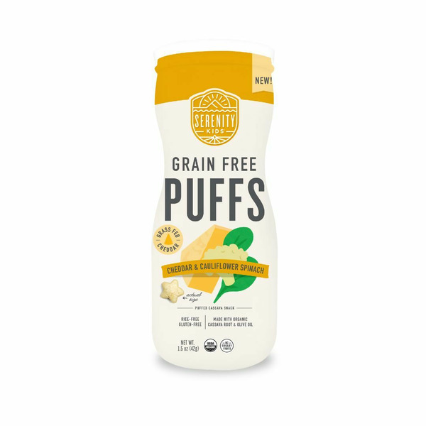 Serenity Kids Grain Free Puffs, Cheddar & Cauliflower Spinach hero