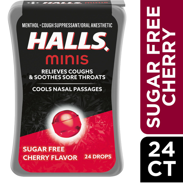 Halls Minis Cherry Flavor Sugar Free Cough Drops hero