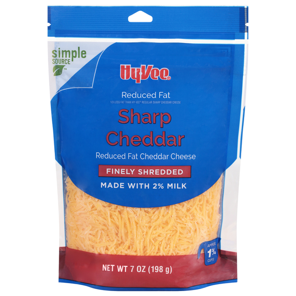 Specialty Cheeses Hy-Vee Cheese, Reduced Fat, Sharp Cheddar, Finely Shredded hero