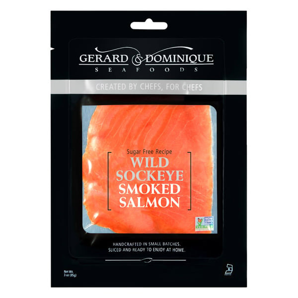 Seafood Gerard & Dominique Seafoods Sugar Free Wild Alaskan Smoked Salmon hero