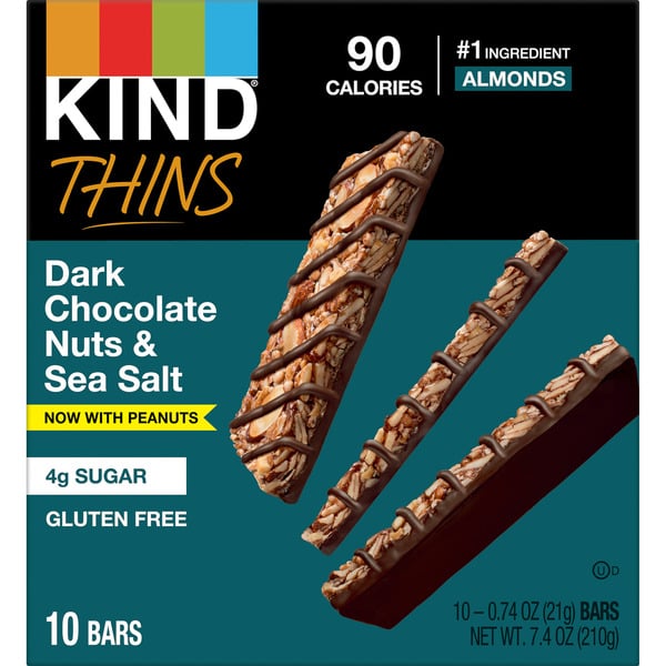 Energy & Granola Bars KIND Thins Dark Chocolate Nuts & Sea Salt hero