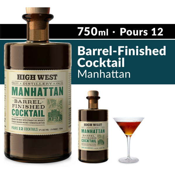 Pre-Mixed Cocktails High West Manhattan Barrel Finished Whiskey Premixed Cocktail Bottle hero