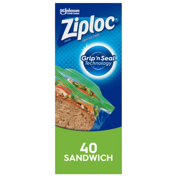 Food Storage Ziploc® Brand Sandwich Bags with New EasyGuide™ Texture and Grip 'n Seal Technology hero