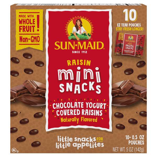 Canned Fruit & Applesauce Sun-Maid Mini Snacks Chocolate Yogurt Covered Raisins Pouches hero