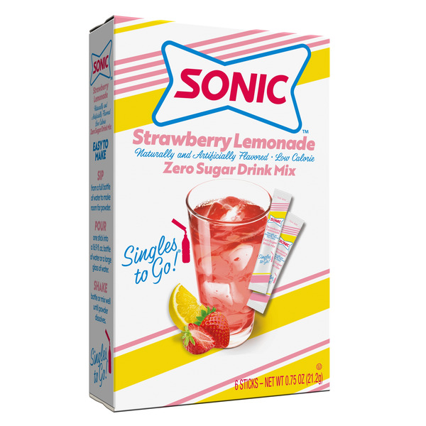 Sonic Singles To Go Low Calorie, Strawberry Lemonade Drink Mix hero