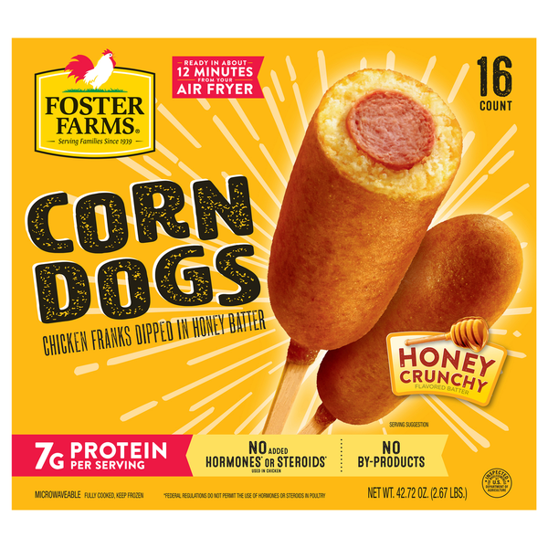 Frozen Appetizers & Sides Foster Farms Honey Crunchy Corn Dogs hero