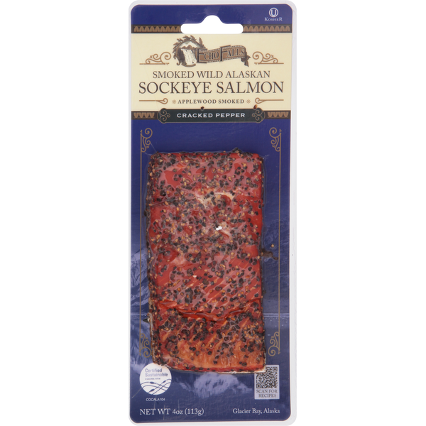 Packaged Seafood Echo Falls Sockeye Salmon, Cracked Pepper, Smoked Wild Alaskan hero