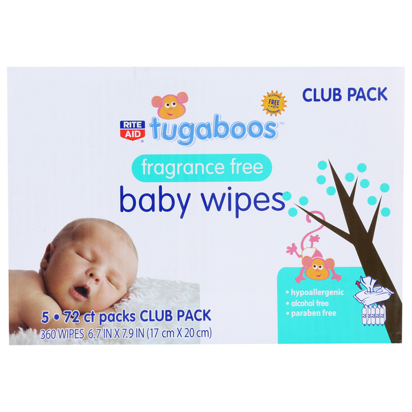 Diapers & Wipes Rite Aid Tugaboos Baby Wipes Fragrance Free 360Ct Box hero