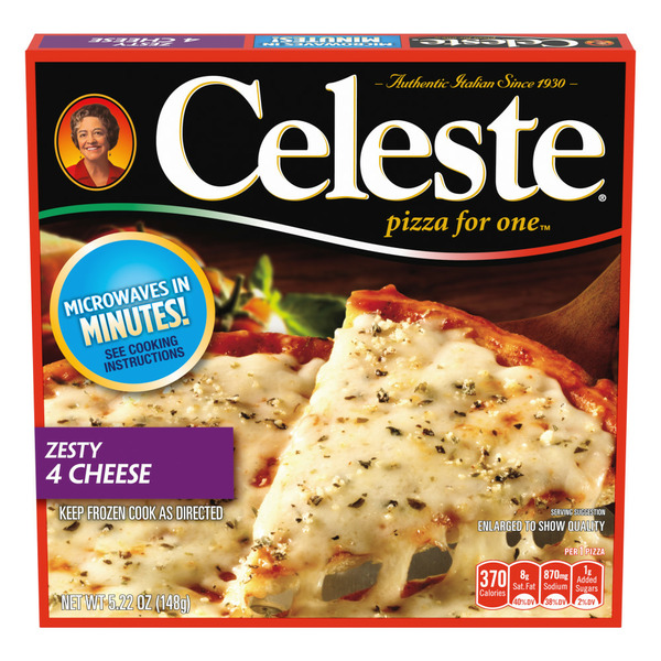 Frozen Pizza Celeste Pizza for One Zesty Four Cheese Frozen Pizza hero