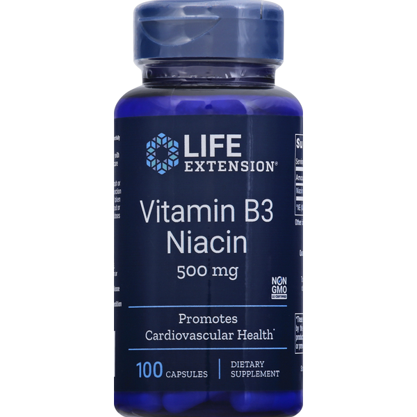 Vitamins & Minerals Life Extension Vitamin B3 Niacin, 500 mg, Capsules hero