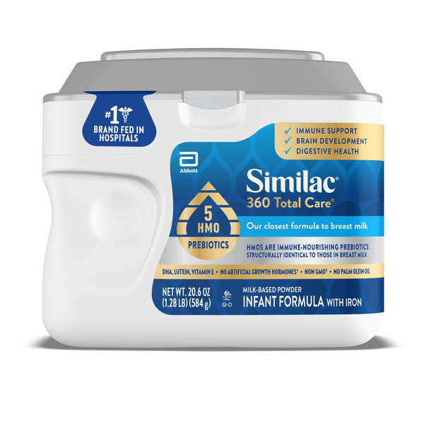 Baby Food & Formula Similac 360 Total Care Infant Formula Powder, Has 5 HMO Prebiotics, 20.6-oz Tub hero