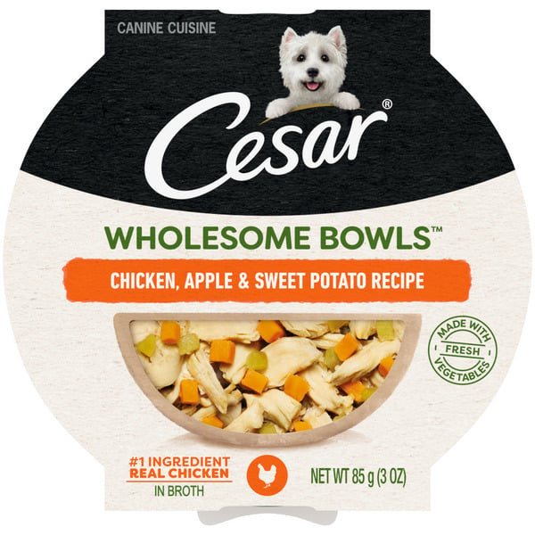 Dog Food Cesar Wholesome Bowls Soft Wet Dog Food Topper Chicken, Apple & Sweet Potato hero