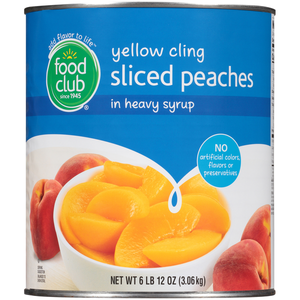 Canned Fruit & Applesauce Food Club Yellow Cling Sliced Peaches In Heavy Syrup hero