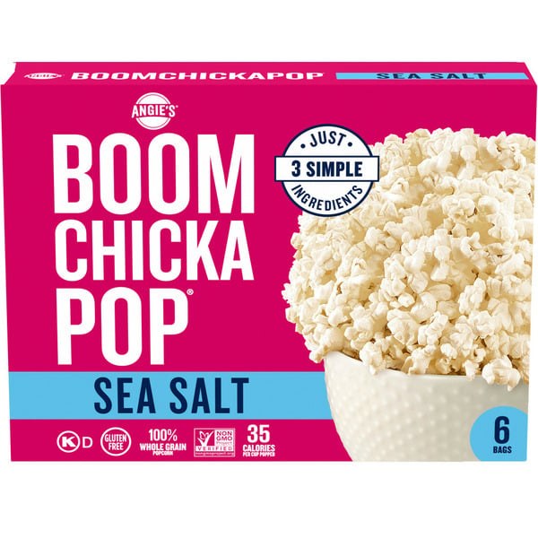 Popcorn & Jerky Angie's BOOMCHICKAPOP Sea Salt Microwave Popcorn hero