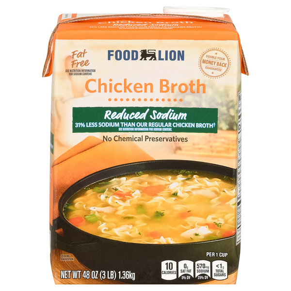 Soup, Broth & Bouillon Food Lion Chicken Broth, Reduced Sodium hero