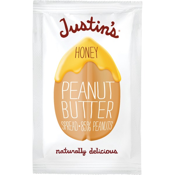 Spreads Justin's Honey Peanut Butter Spread 85% Peanuts Squeeze Packs hero