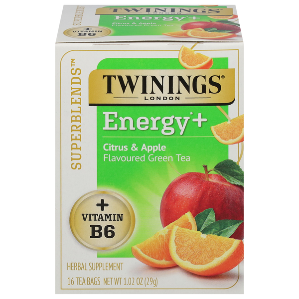 Tea Twinings Green Tea, Energy +, Citrus & Apple, Tea Bags hero