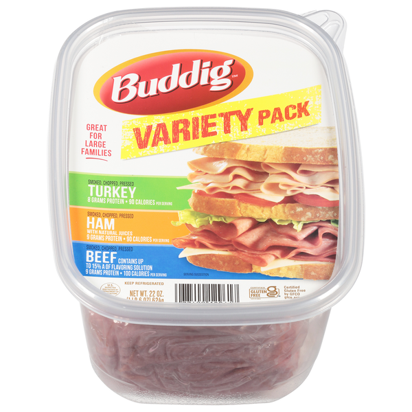 Cold Cuts Buddig Lunch Meat, Turkey/Ham/Beef, Variety Pack hero