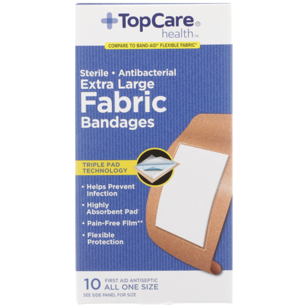 First Aid TopCare Antibacterial Fabric First Aid Antiseptic All One Size Extra Large Bandages hero