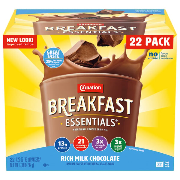 Cocoa & Drink Mixes Carnation Breakfast Essentials Rich Milk Chocolate hero