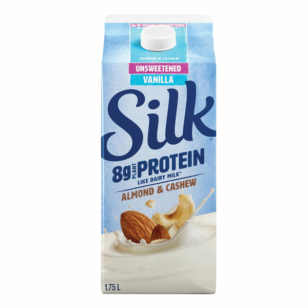 Silk Protein Almond & Cashew Beverage, Vanilla, Unsweetened, Dairy-Free hero