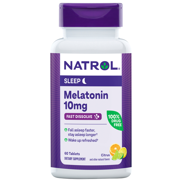 Vitamins & Supplements Natrol Sleep, Melatonin, 10 mg, Fast Dissolve, Citrus, Tablets hero