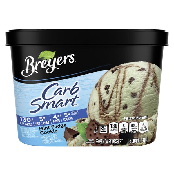 Ice Cream & Ice Breyers Frozen Dairy Dessert Mint Fudge Cookie hero