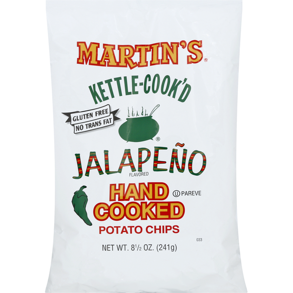 Chips & Pretzels Martins Potato Chips, Hand Cooked, Jalapeno Flavored hero