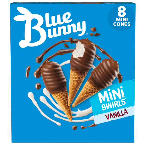 Novelty Desserts Blue Bunny Mini Swirls Vanilla Cones hero