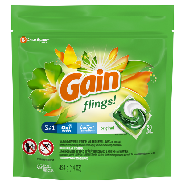 Laundry Gain flings! Laundry Detergent Pacs, Original Scent hero