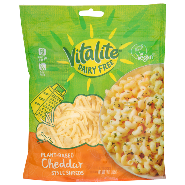 Packaged Cheese Vitalite Cheese Shreds, Plant-Based, Cheddar hero