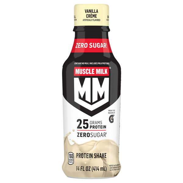 Protein & Meal Replacements MUSCLE MILK Protein Shake, Zero Sugar, Vanilla Creme hero