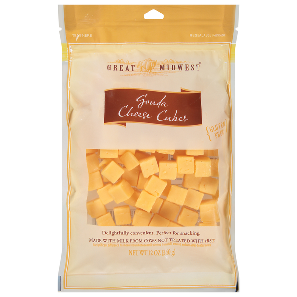 Packaged Cheese Great Midwest Cheese Cubes, Gouda hero