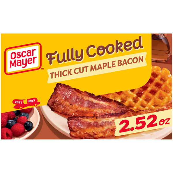 Hot Dogs, Bacon & Sausage Oscar Mayer Maple Fully Cooked Thick Cut Bacon hero