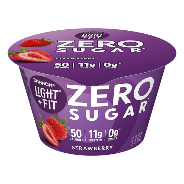 Yogurt Dannon Light + Fit Zero Sugar*, Strawberry Fat Free Yogurt-Cultured Product hero