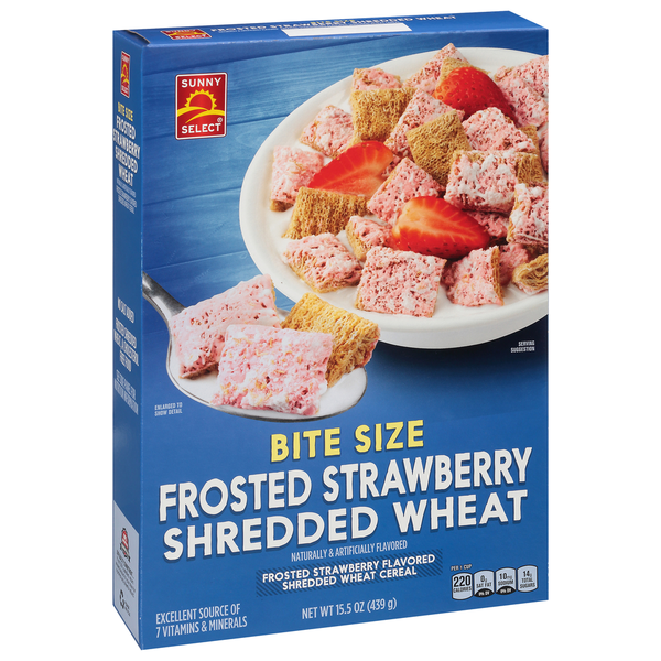 Cereal Sunny Select Cereal, Shredded Wheat, Frosted Strawberry, Bite Size hero