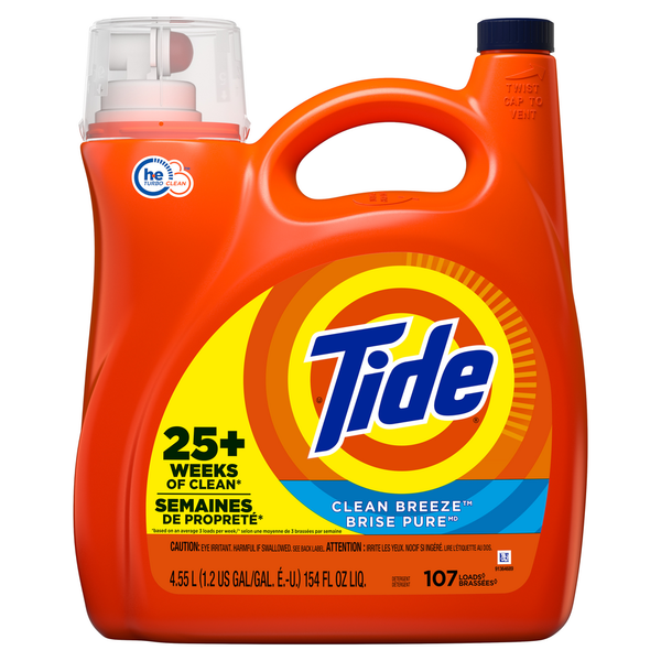 Laundry Tide Liquid Laundry Detergent, Clean Breeze, 107 loads, HE Compatible hero