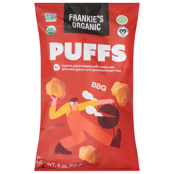 Chips & Pretzels Frankie's Organic Puffs, BBQ, Oven-Baked hero