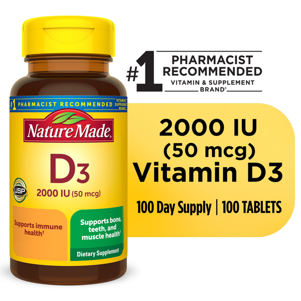 Supplements Nature Made Vitamin D3 2000 IU (50 mcg) Tablets hero